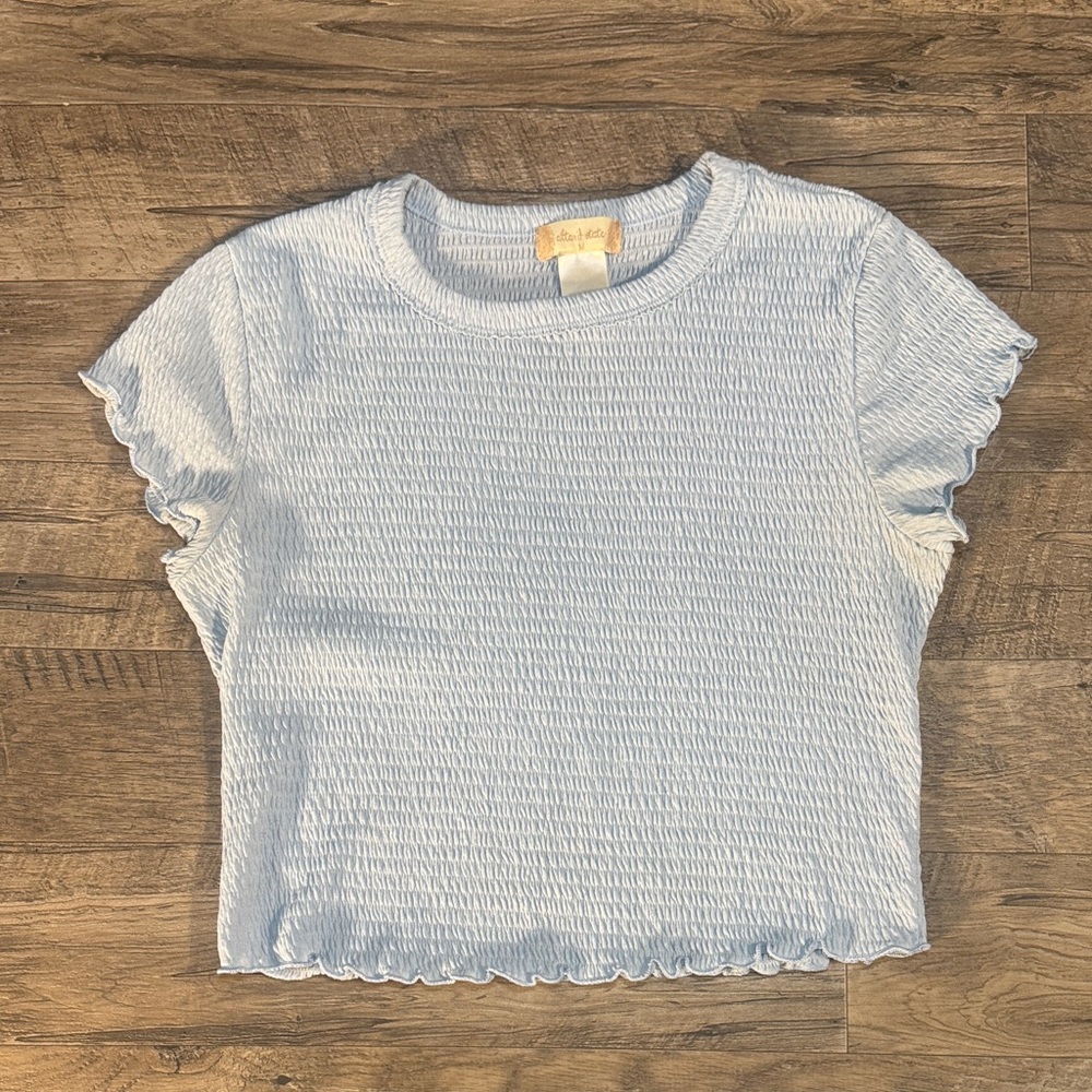 Altar'd State Sky Blue Short Sleeve Textured Stretch Top - Size M